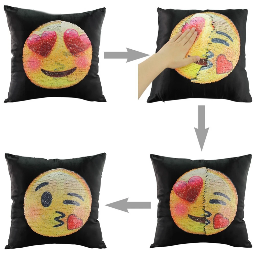 Двусторонняя блесток наволочки Emoji два уход за кожей лица пледы Чехлы для подушек