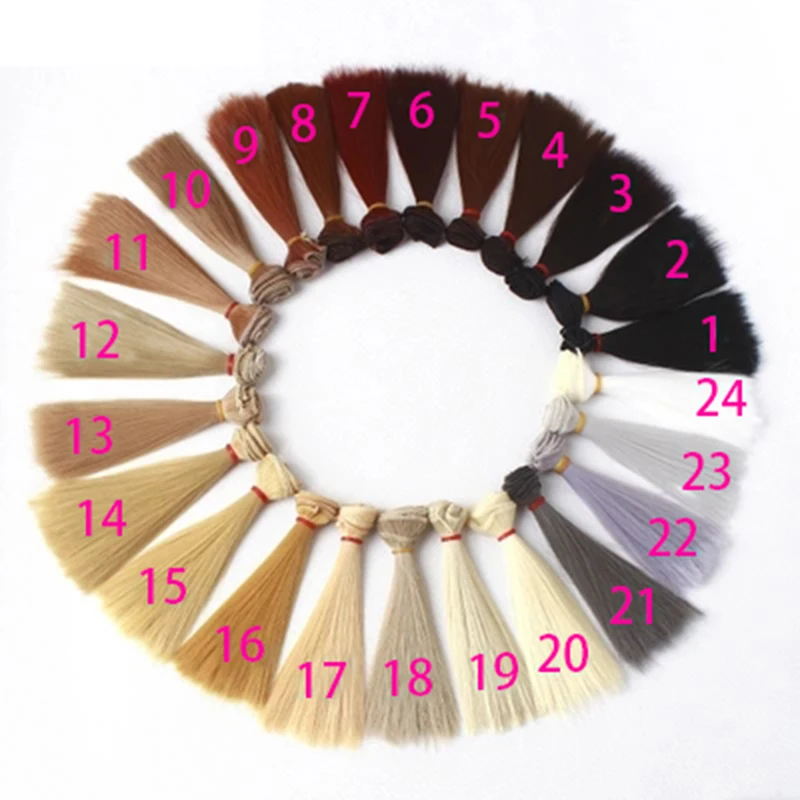 1pcs 15cm 100cm Straight wigs Shallow gold card hair for font b dolls b font 1