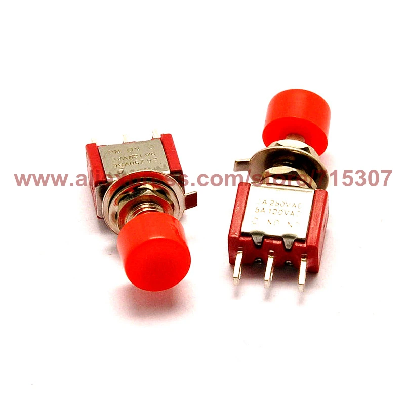PHISCALE 5pcs Red reset push button switch DS 612 toggle switch 3pin 2A