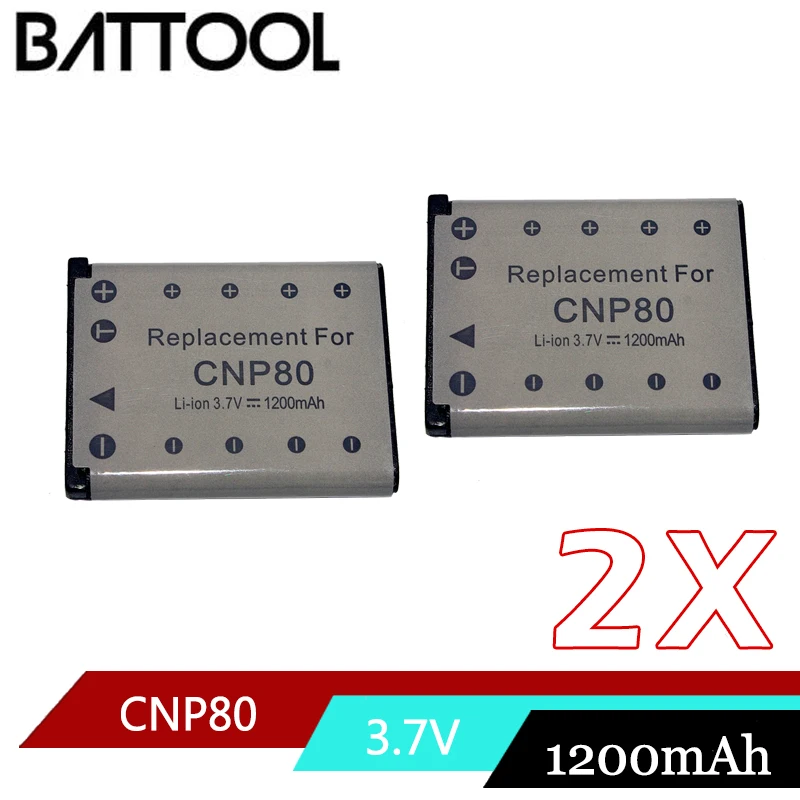 

2X 1200mAh 3.7V fNP80 CNP80 For Olympus Nikon FUJIFILM Rechargeable Li-ion Battery LI-42B Li-40B NP45 FNP45 EN-EL10 D-Li108