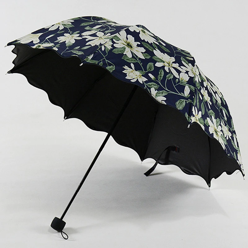 

2016 New Arrival High Quality Lily Pattern Women's Umbrella UV Proof Sunshade Umbrellas Black Coating Female Paraguas US043