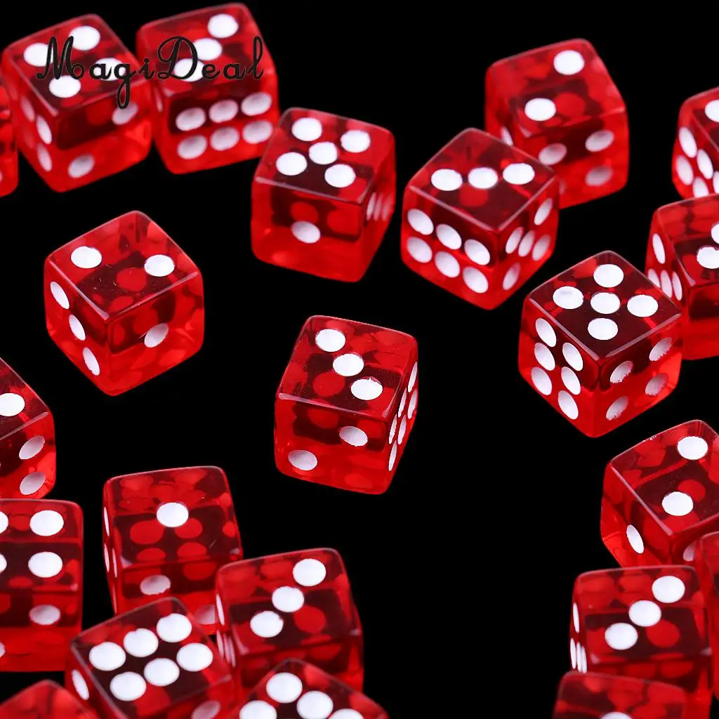MagiDeal Hot Durable 50Pcs 12mm Acrylic Dice for Die RPG MTG Board Game Bar Club Pub KTV Entertainment Suppy Novelty Gifts Red