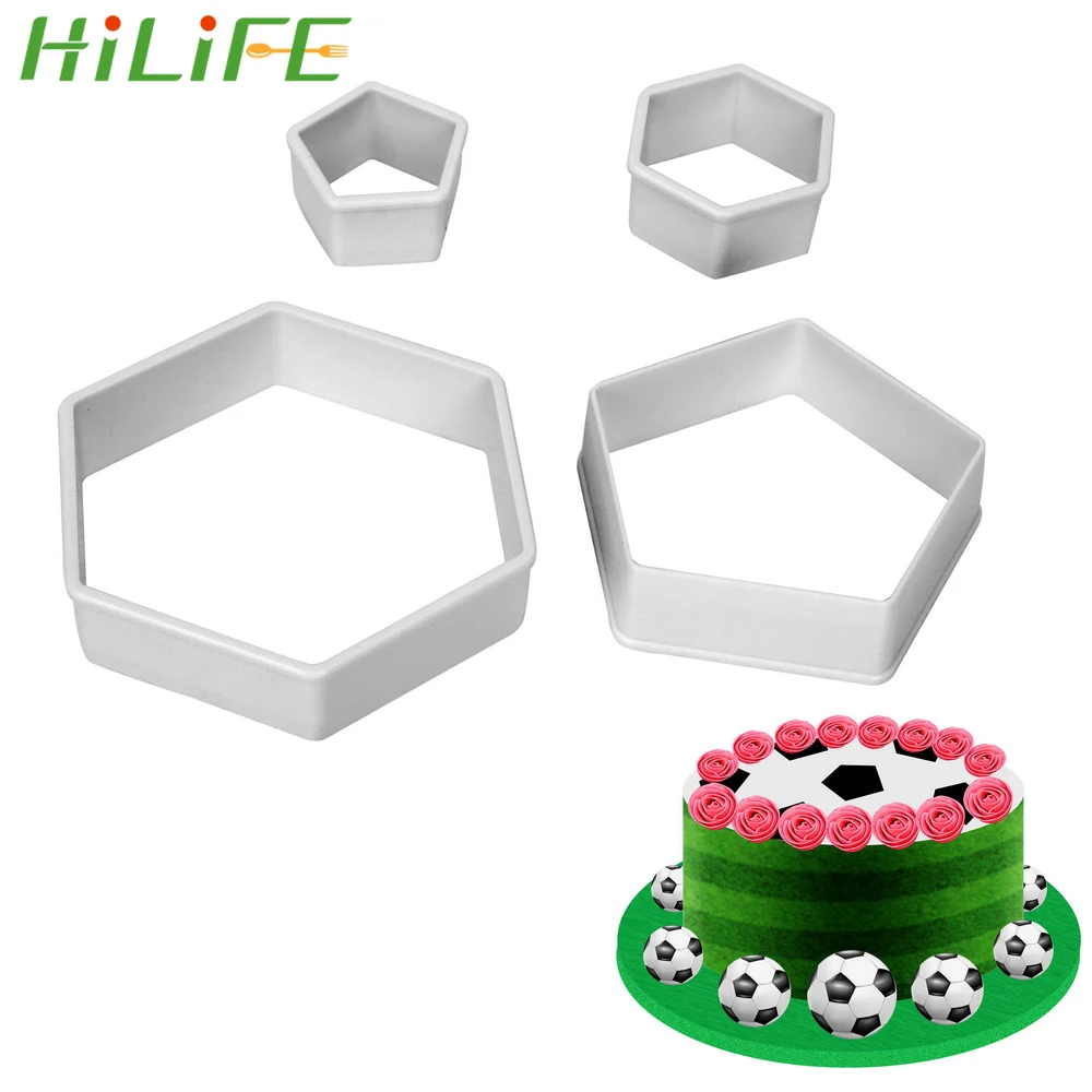 

HILIFE Cake Decorating Tool Bakeware Plastic Football Fondant cutter Mould 4 piece/set Soccer Shape Cake Mold Maker