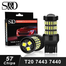 S & D 2 шт. T20 7440 W21W WY21W светодио дный 7443 SRCK W21/5 Вт светодио дный лампы 12 В огни автомобиля поворотов тормозной обратного Хвост лампы Авто 1200LM