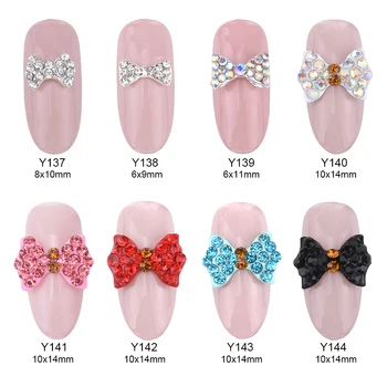 

10pcs alloy glitter nail strass bow nail art crystal nailart rhinestones jewelry nails supplies unha charms decorate Y137~144