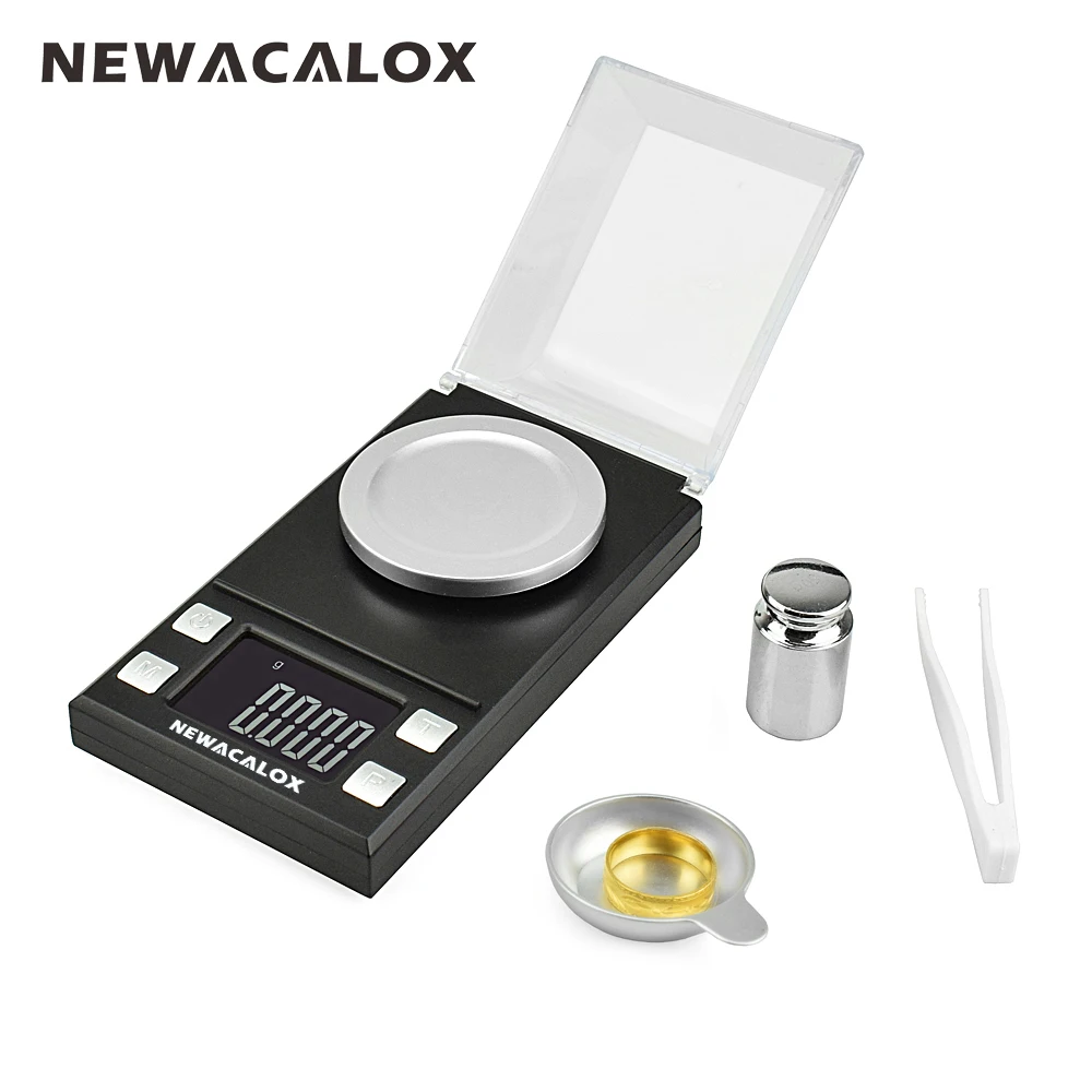 

NEWACALOX 50g/0.001g LCD Digital Jewelry Scales Lab Weight High Precision Scale Medicinal Use Portable Mini Electronic Balance