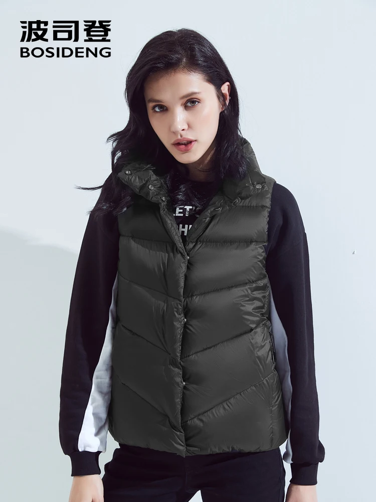 

BOSIDENG 90% duck down waistcoat for women down vest sleeveless down jacket thicken waistcoat qualified office lady B80131014
