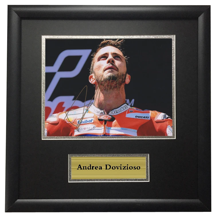 

With SA COA MOTOGP Andrea Dovizioso Racer autographed signeded Photo Framed