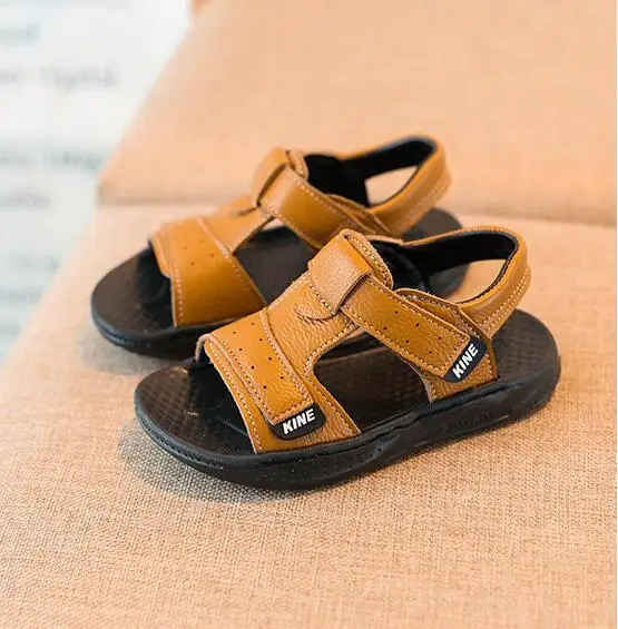 Новые летние детские пляжные сандалии из натуральной кожи повседневная обувь для мальчиков и девочек мягкие Нескользящие сандалии для маленьких детей