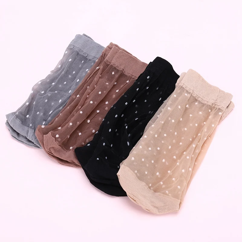 

10 Pairs Women Ladies Thin Polka Dots Transparent Short Ankle Stockings