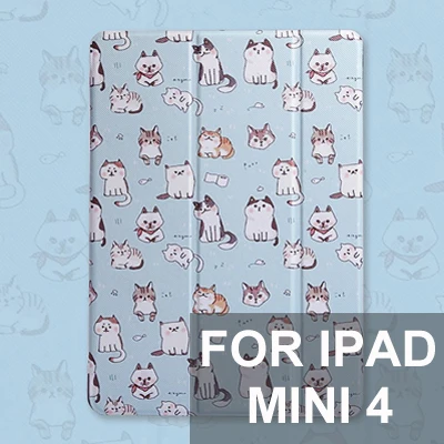 Чехол для планшетов для iPad Mini 1 2 3 4 с милым котиком, чехол с подставкой для iPad Air 1 2, чехол-книжка с функцией автоматического пробуждения и сна - Цвет: For iPad mini 4