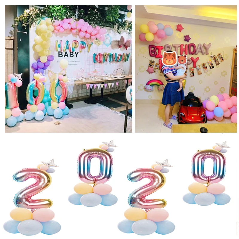 32 дюйма фольгированные воздушные шары с цифрами на 1 день рождения 15 шт. Свадебные цифровые воздушные шары украшения для дня рождения Детские Фигурки игрушки для душа