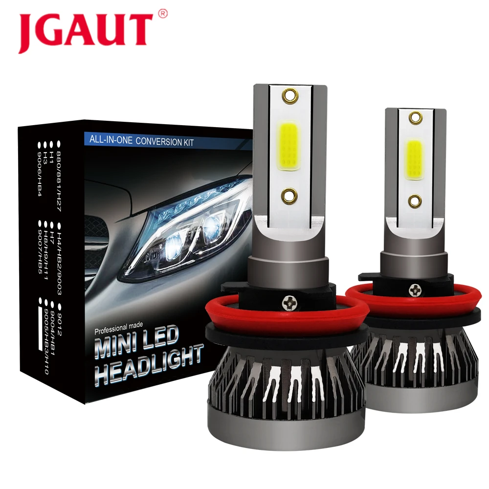 JGAUT Mini Car Headlights LED H7 H4 H11 H1 H8 H9 9005 HB3 9006 HB4 9012