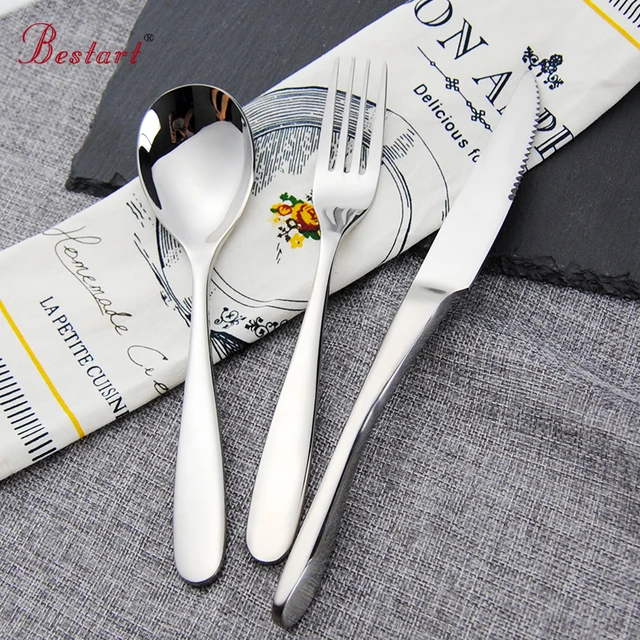 129 Bestart Argent Dîner Ensemble De Mariage Voyage Couverts Ensemble 188 En Acier Inoxydable Dîner Couteau Fourchette Scoops Argenterie
