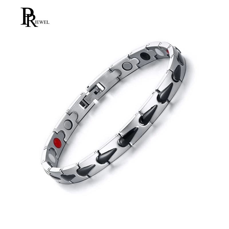 Womens Stainless Steel Two Tone Therapy Ankle Bracelet for