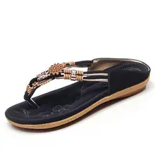 YAERNI/; женские шлепанцы; сезон лето; цвет синий; украшенные кристаллами; BOXIMIYA; Стильные пляжные вьетнамки; женские босоножки на платформе; размеры 36-41