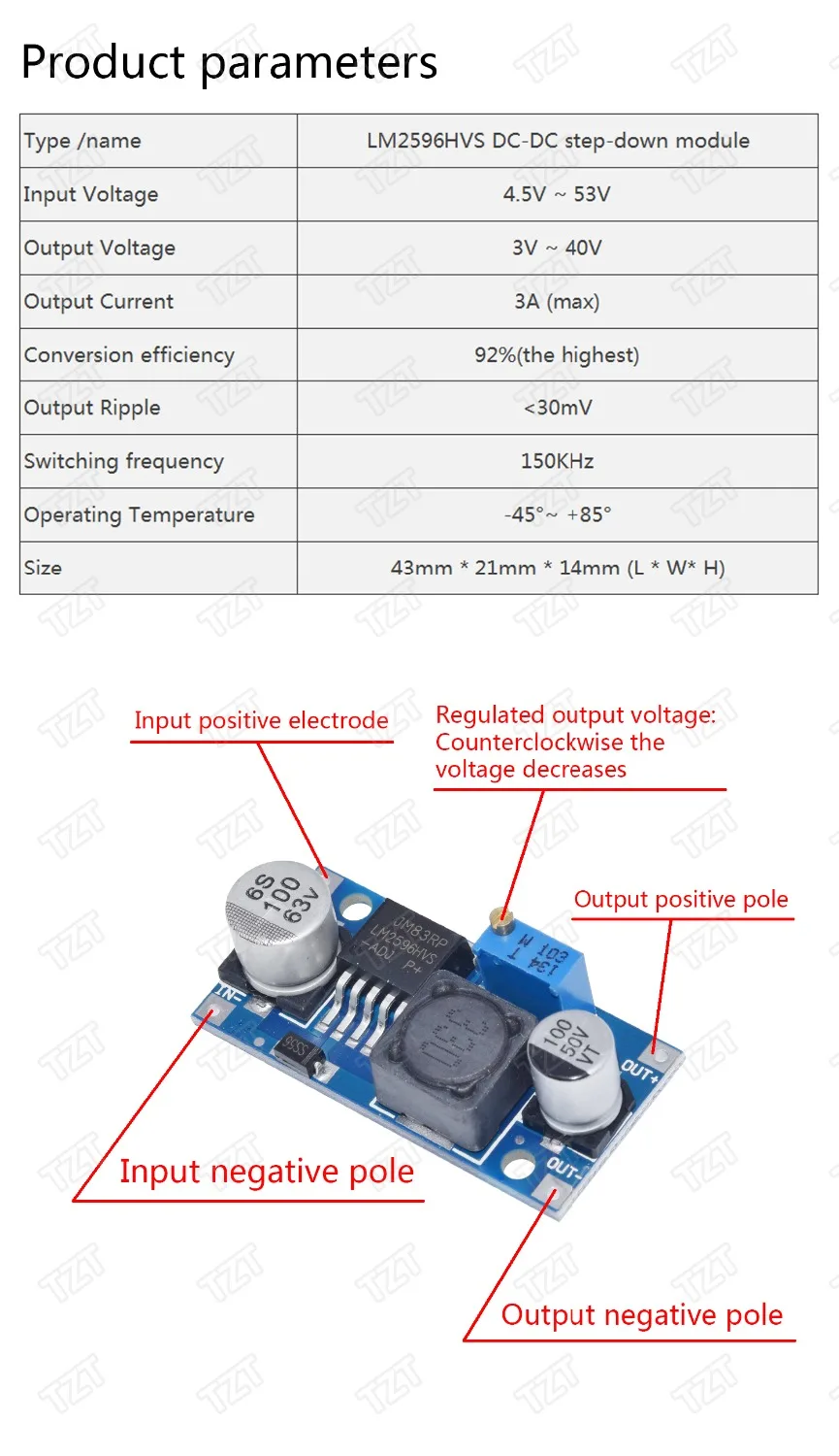 LM2596HVS LM2596 HV LM2596HV DC Регулируемый понижающий преобразователь модуль питания 4 5 50 в