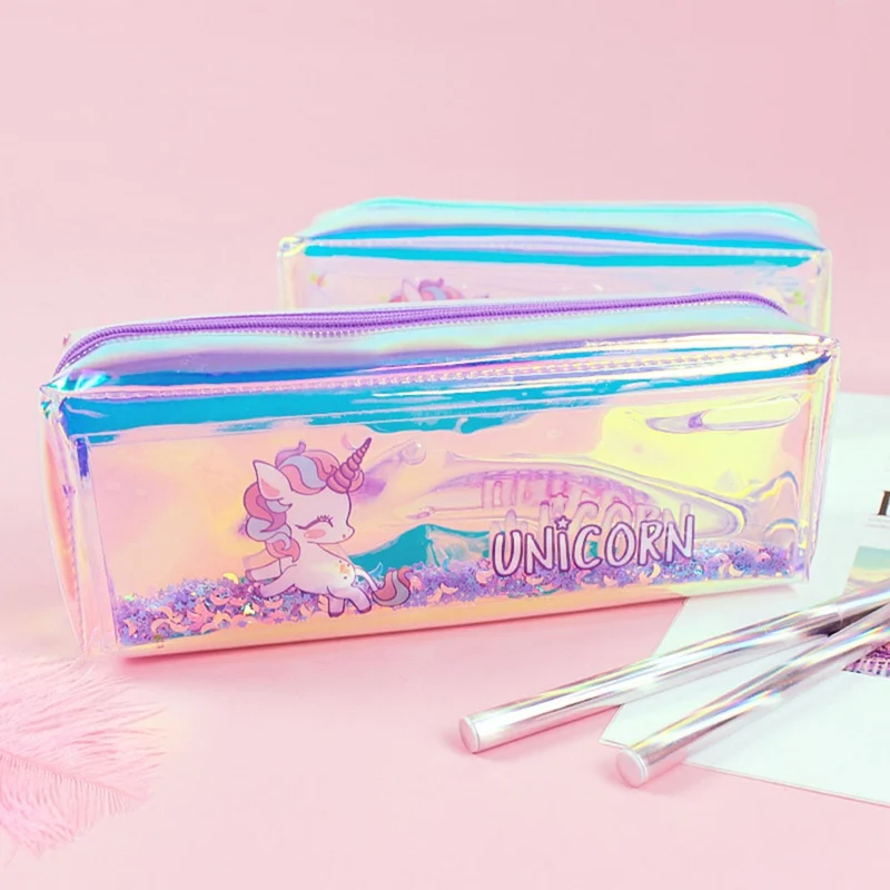 Small Fresh Cute Unicorn Pencil Case For Girl Student High Quality TPU Pencil Box Bag School Supply Stationery