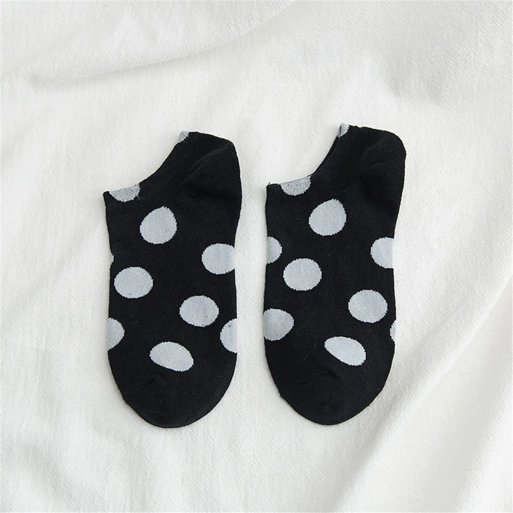1Pair Unisex Comfortable Stripe Cotton Socks Spring And Summer Polka Dot Wave College Wind Socks Breathable Wild Boat Socks Z412
