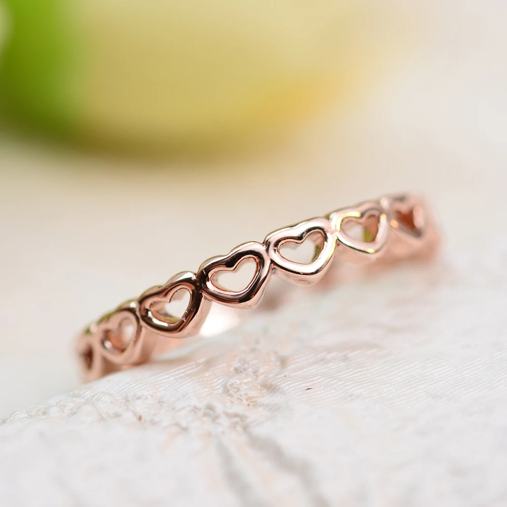 KNOCK модные подлинные покрытые розовым золотом «любовь навсегда» сердце фирменные кольца на палец для женщин Свадебные ювелирные изделия