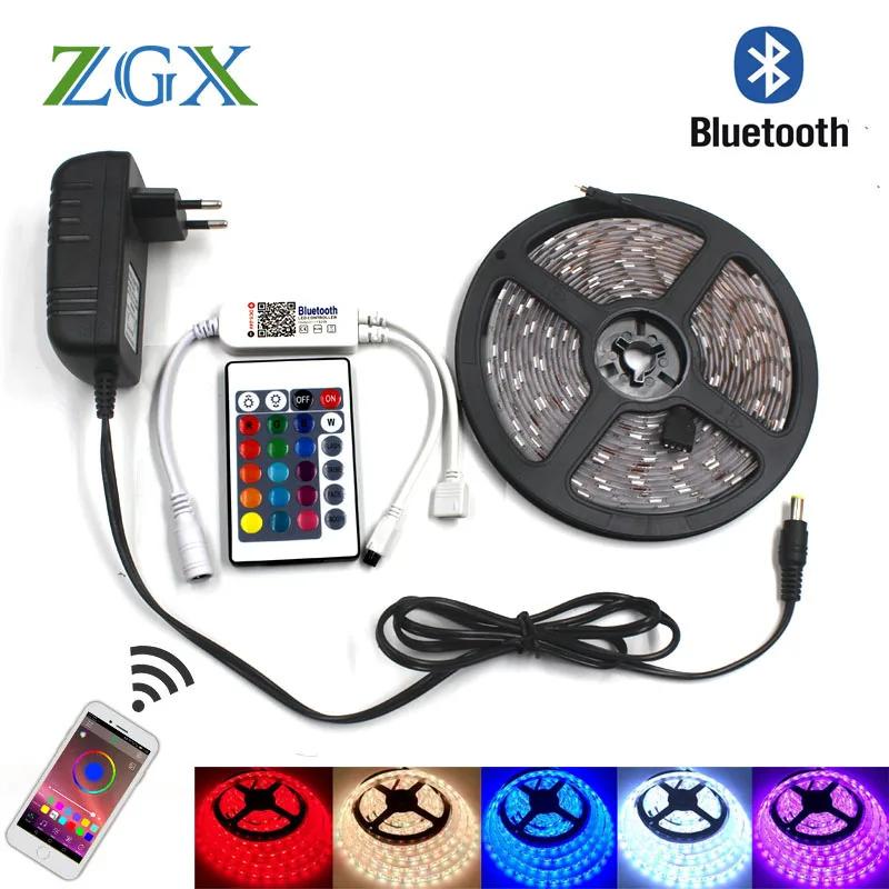 Zgx Bluetooth Controller 5050 Rgb Led Strip Light Decor Tira Tape Lamp