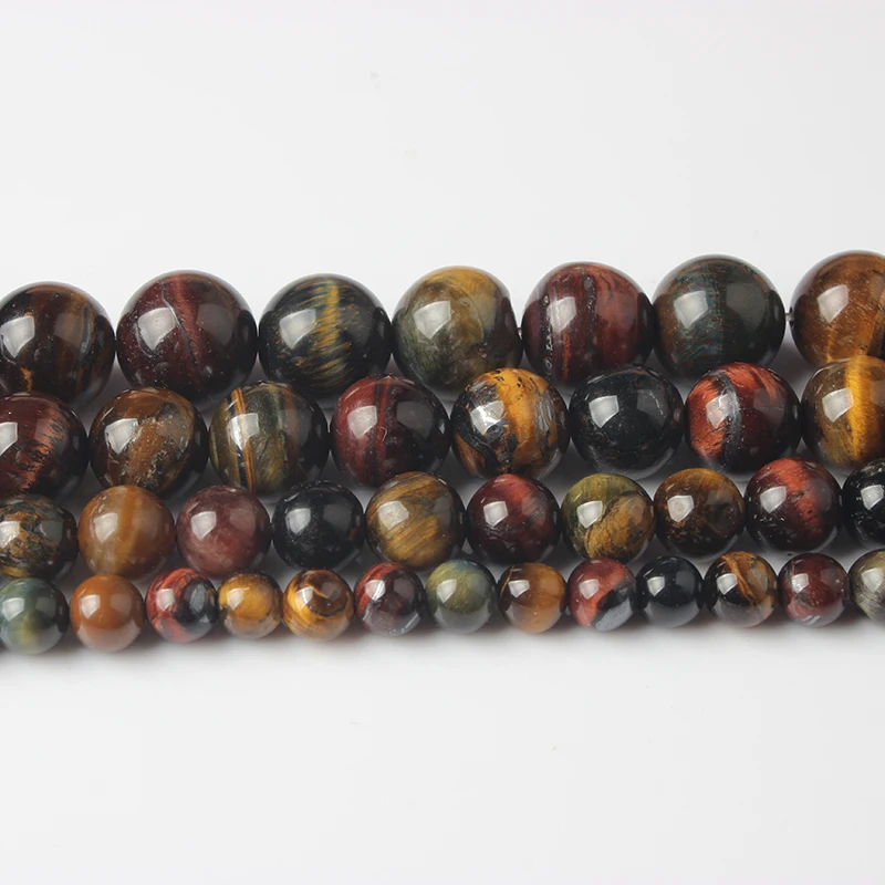 

LIng Xiang Fashion natural Jewelry three-colour Tiger eye stone loose beads DIY men and women bracelet necklaces