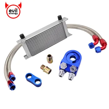 

evil energy 16Row 10AN Oil Cooler Kit+Oil Cooler Adapter Filter+Swivel Oil Hose Line+AN10 Seprator Divider Clamp