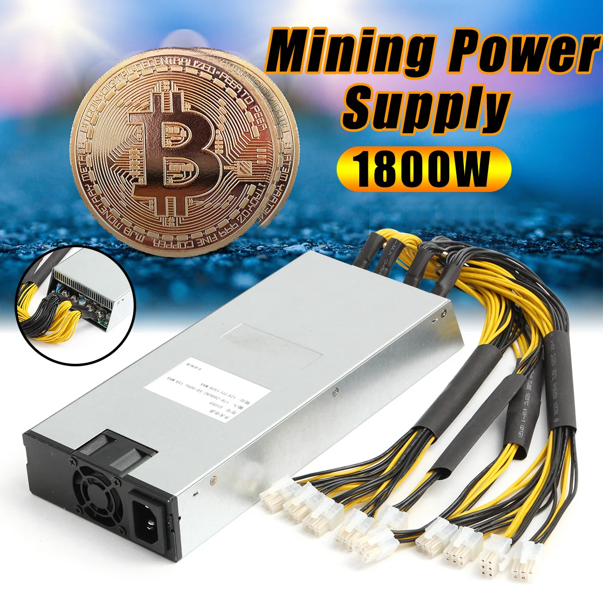 

1800W Miner Power Supply Mining Machine Power Supply 93.5% Conversion For Eth Bitcoin Miner Antminer Server S7 S9 Device