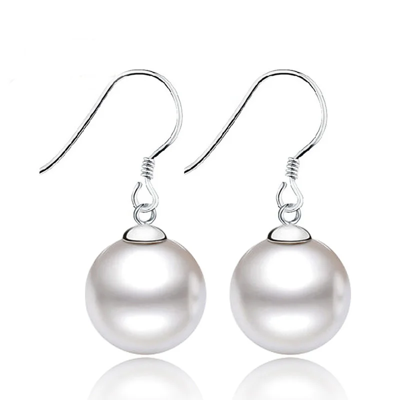 

Simple Elegant Big Shell Pearl Women 925 Sterling Sliver Earrings