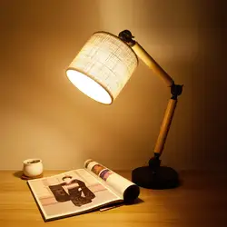 Современный простой твердой древесины складной настольные лампы для гостиной светодиодная лампа, кровать Ночник настольный свет tafellamp