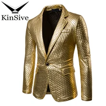 Мужской пиджак в горошек, с тиснением, золотистый, серебристый, черный, повседневный Блейзер, весенний бренд, мужская мода для выступлений на сцене, костюмы для певцов, пальто