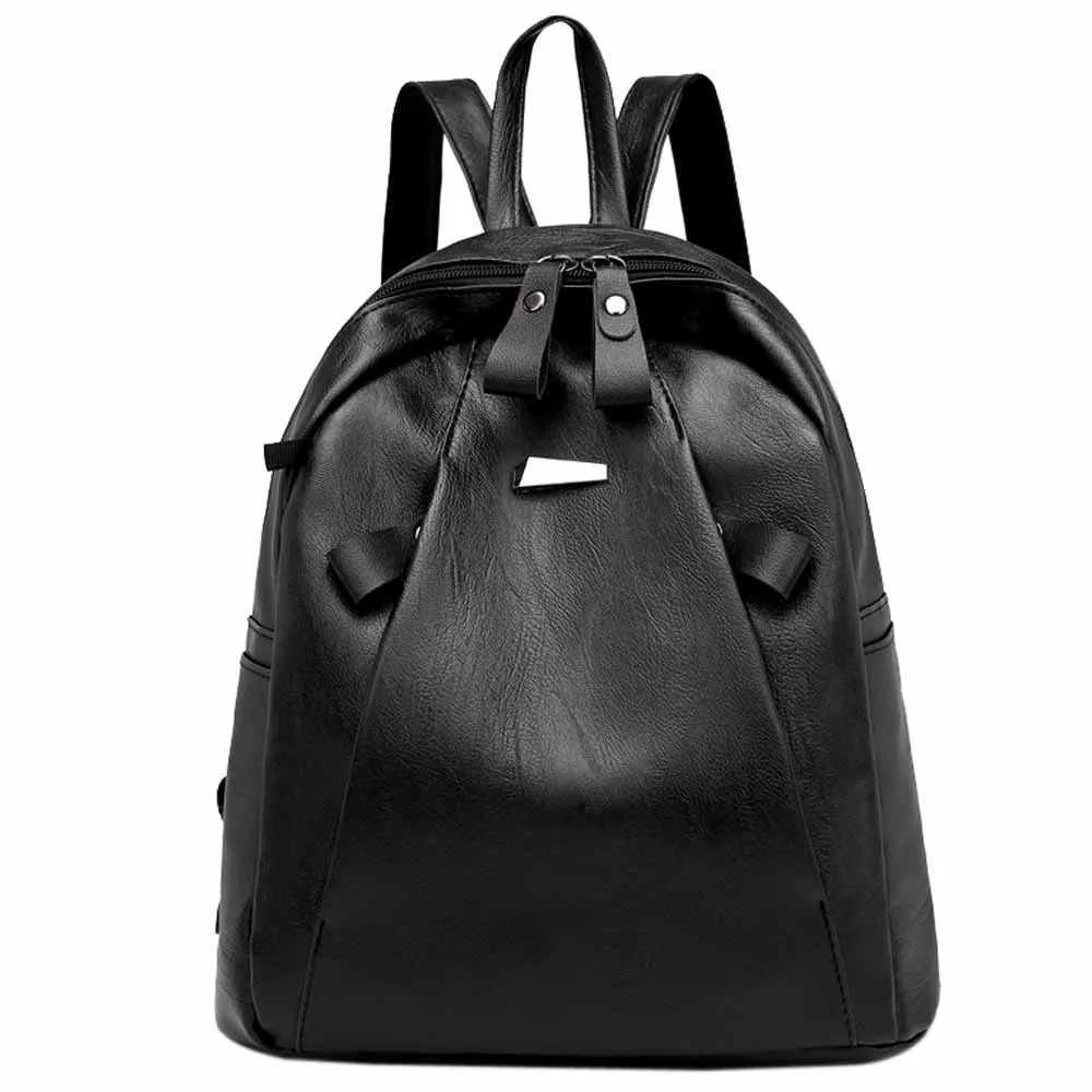 

Women Burglar-Proof Backpack Casual Double Student Bags Headset Travel Schoolbag Waterproof PU Leather Zipper Backpacks