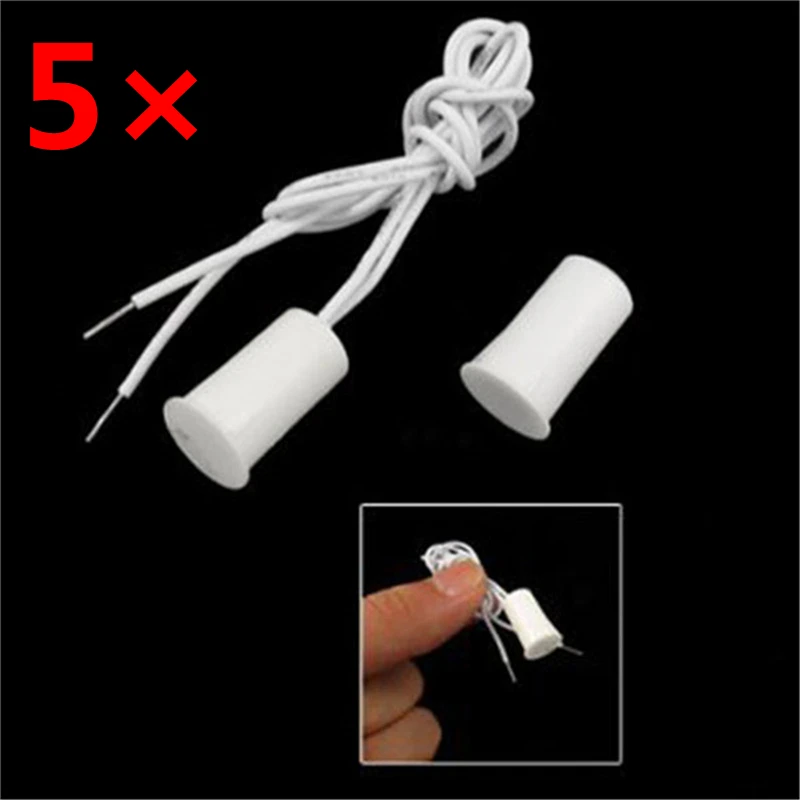 5pcs Wired Magnetic Window Door Contacts Alarm Reed Switch Home Security White 