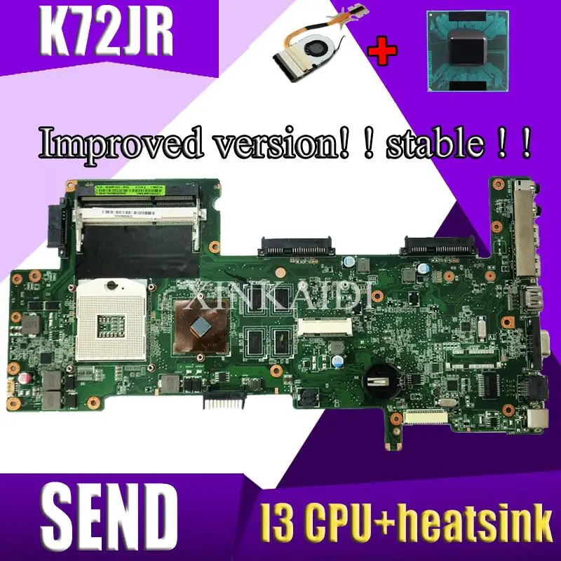 

Improved version! stable ! send i3 cpu + heatsink HD5470 For ASUS X72D K72DY K72DE A72D K72JR Mainboard laotop Motherboard
