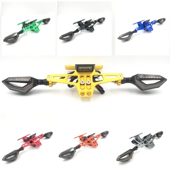 

Motorcycle Adjustable Angle Aluminum License Number Plate Frame With Led Indicator Light Holder Bracket Universal