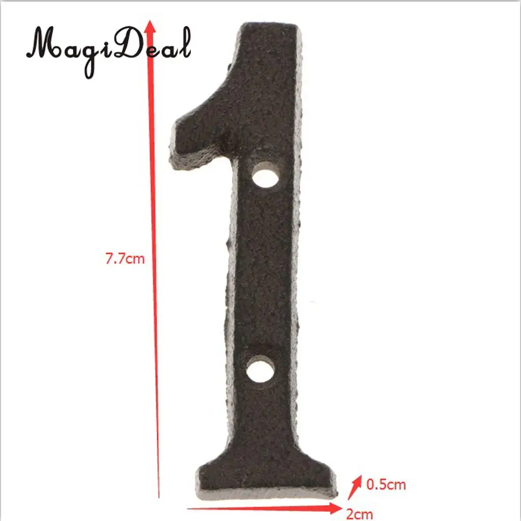 2pcs Cast Wrought Iron Black Antique House Door Number Signs Digits Sticker Plate 1 4