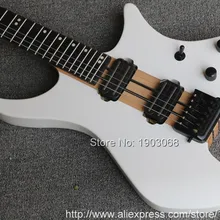 Новое поступление клен шеи через тело безголовая электрогитара, пепельный Корпус белого цвета, рельсовые двойные звукосниматели, черная фурнитура