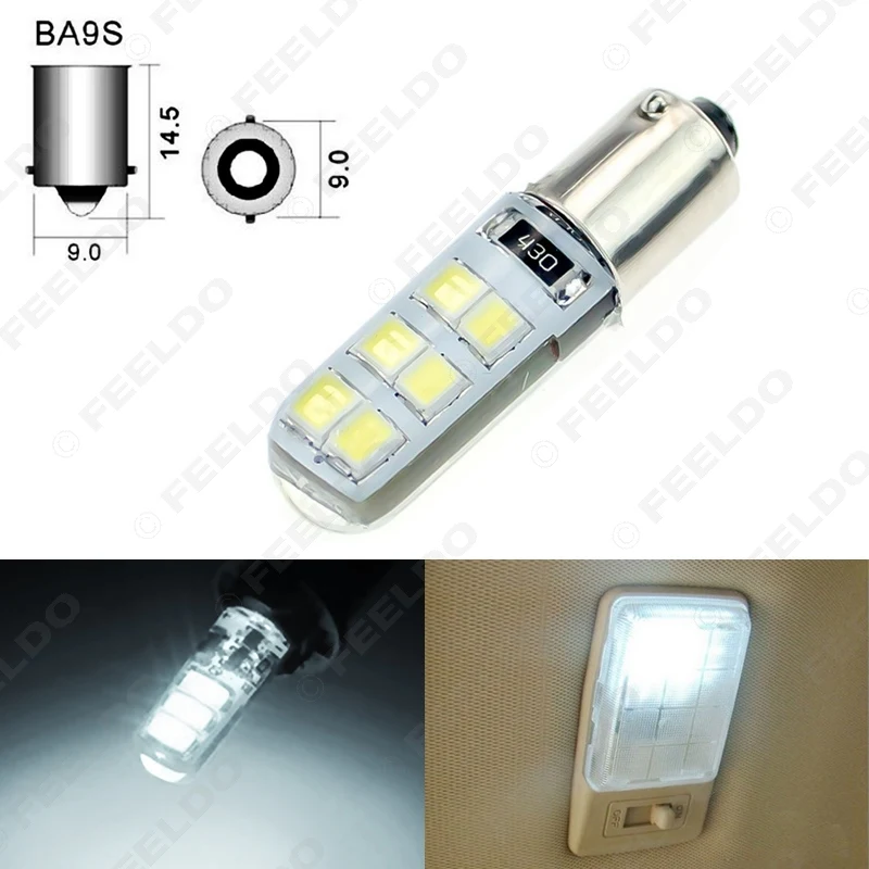 FEELDO 1 шт. белый автомобиль T4W BA9S 12 SMD 2835 Чип силиконовый чехол светодиодов номерной