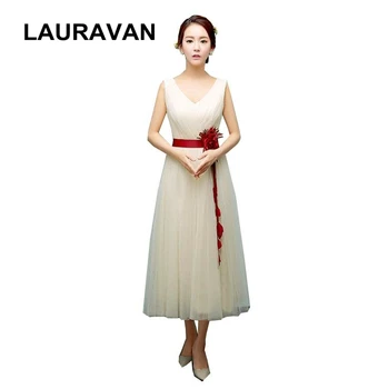 

real sample short woman champagne color robe de soiree v neck lace tulle bridesmaid dress tea length dresses 2020 ball gown