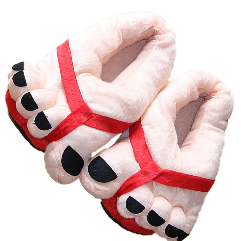 Koop KOMYUFA Dropshipping Leuke Gelukkig Grote Voeten Giant Teen Schoeisel Cartoon Grappige Winter Warm Pluche Slippers Zachte Unisex Indoor Schoenen