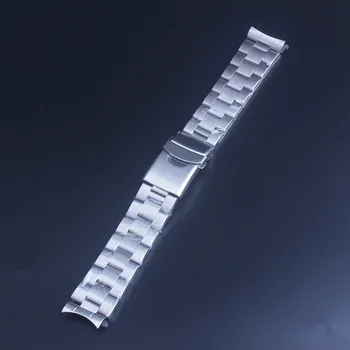 

22mm Silver Hollow Curved End Solid Links Replacement Watch Band Strap Bracelet Double Push Clasp For Seiko