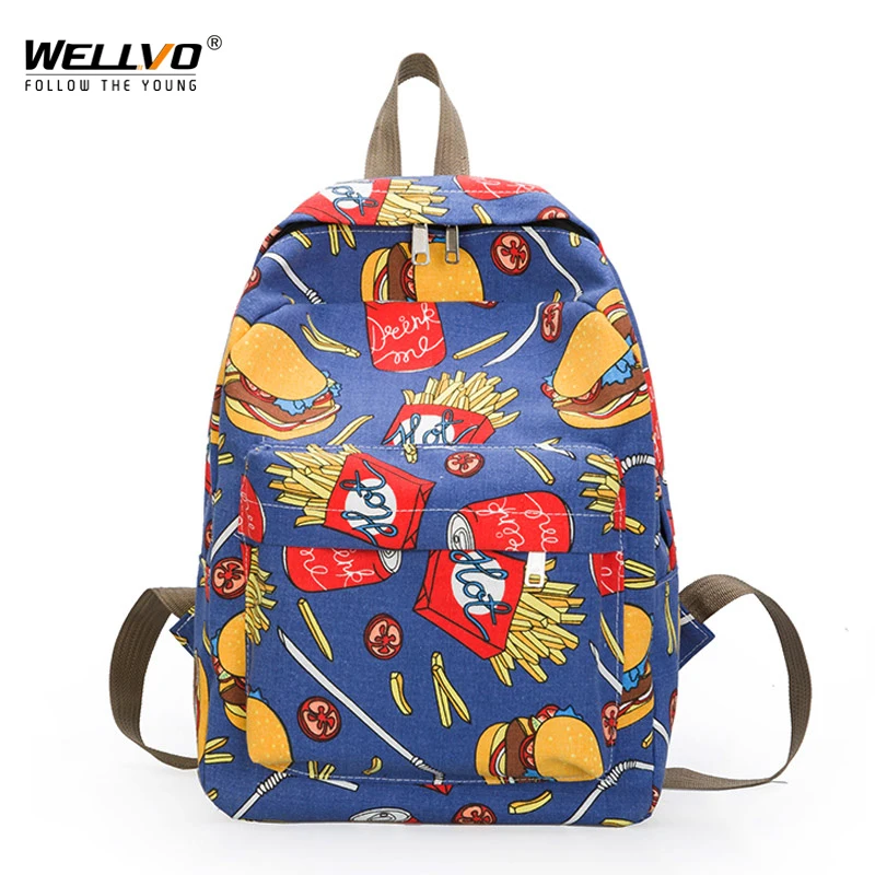 

Graffiti Cartoon Printing Canvas Backpack College Students School Bag For Teenage Girls Boys Children Backpacks Korean XA14ZC