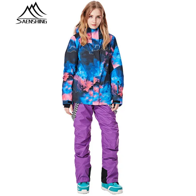 US $119.16 Winter Snowboard Suits Women Ski Suit Waterproof Thermal Snowboard Jacket Ski Pants Breathable Snow