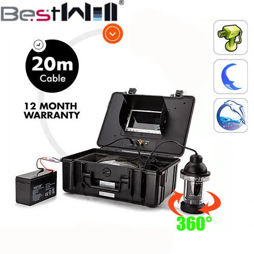 

Original 20m 600TVL Fish Finder Underwater Fishing 7" Video Camera Monitor AntiSunshine Shielf Sunvisor Infrared IR LED