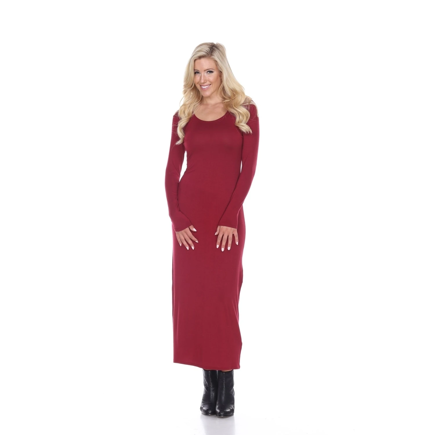 Ria Long Sleeve Maxi Dress - Burgundy