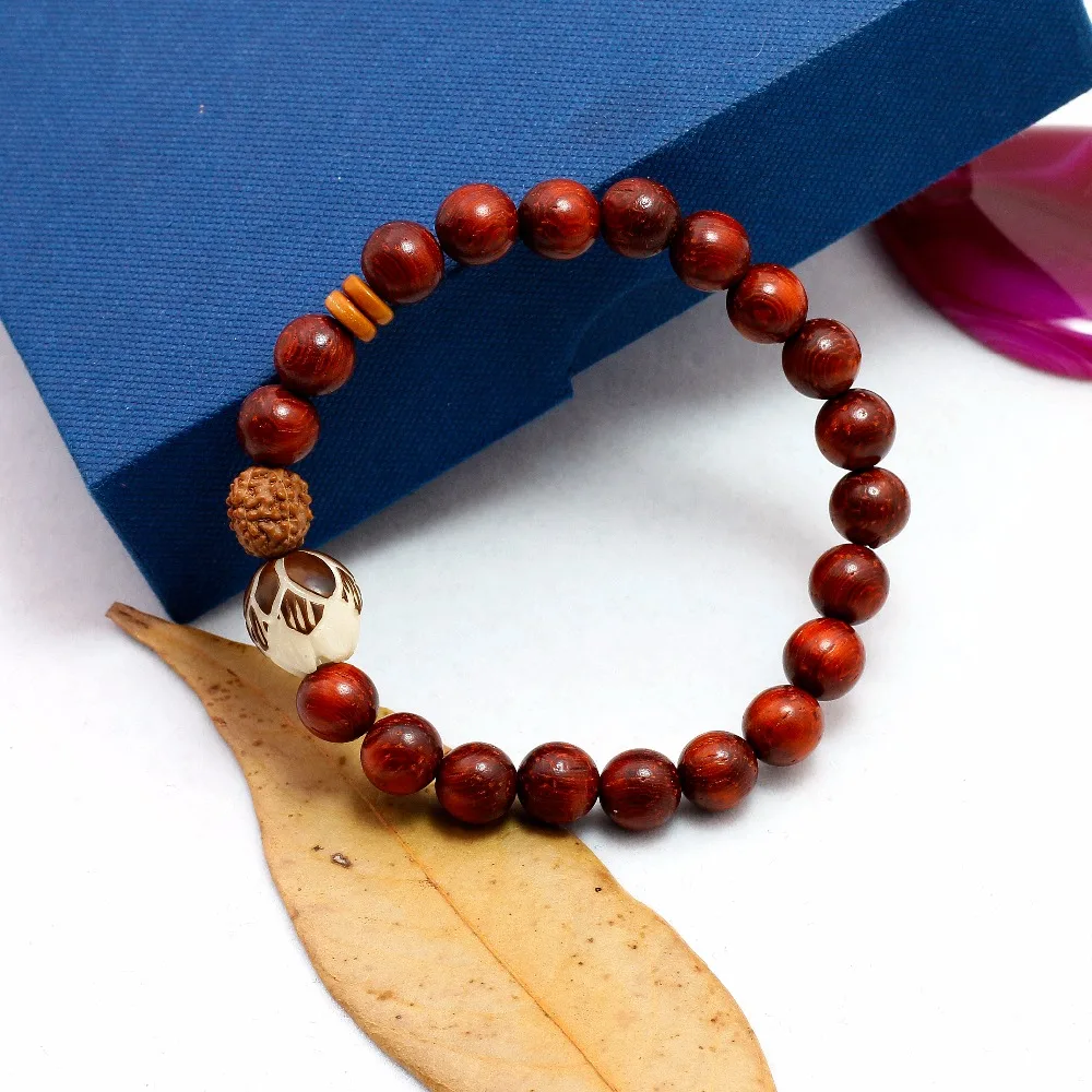 Натуральный Красный Сандерс деревянные бусины белый рудракша Бодхи цветок лотоса бусины браслет для женщин Будда, Йога ювелирные изделия для медитации