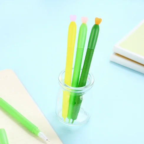 

3Pcs Color Options Cute Cucumbers Shape Black Ink Gel Pen Promotion Gift Office School Prize Unisex Pen 074
