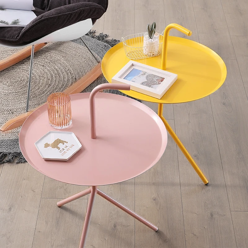 Nordic style iron side simple minimalist metal table bedroom balcony bed round corner table Nordic style iron side simple minimalist metal table bedroom balcony bed round corner table