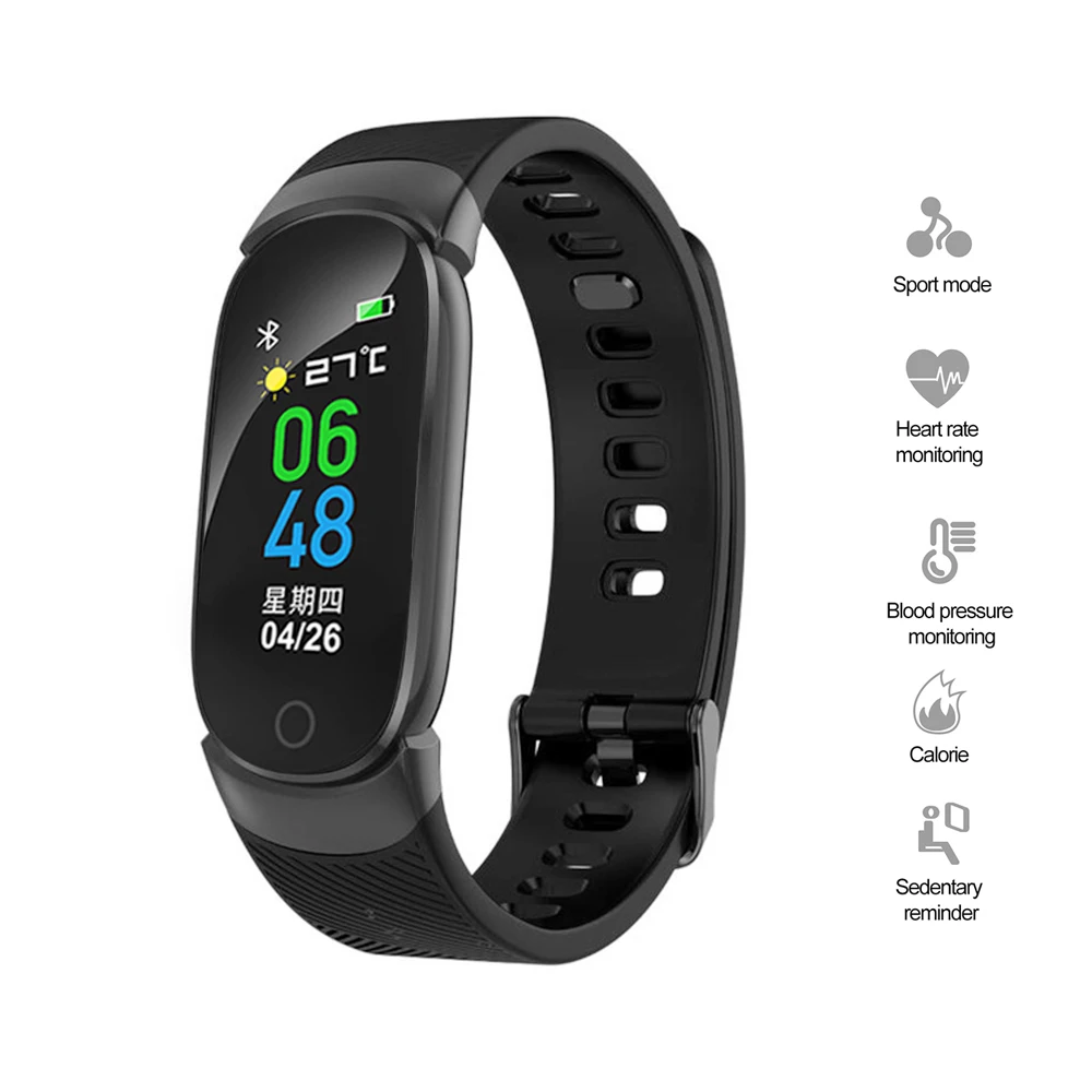 

Smart Bracelet TF3 Female Sports Calorie Pedometer Sleep Heart Rate Monitor Health Tracker Call Reminder Smart Watch Black
