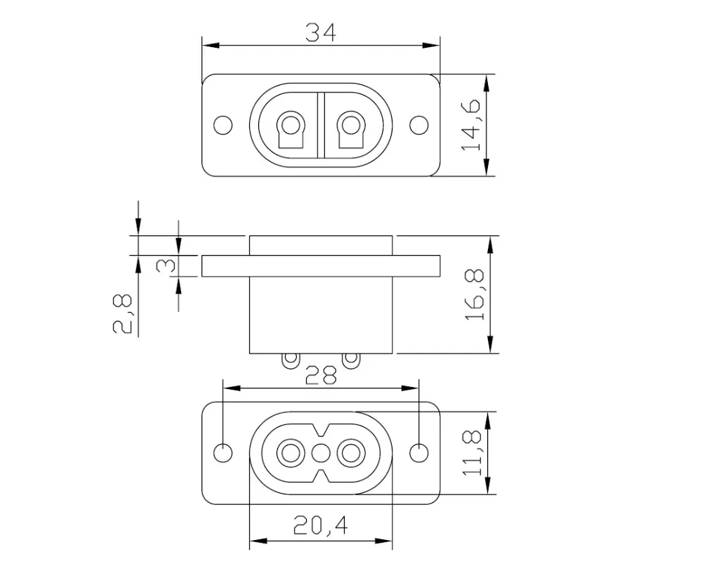 Areyourshop 5 шт/20 шт. IEC320 C7 2 контактный разъем для Мощность розетка с выключателем 2.5A 250V для лодки DIY AC-20A Новое поступление широко используется